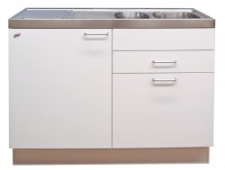 Trinettekök- Minikök ETN1250 har rostfri diskbänk med 2 st diskhoar, kylskåp med frysfack, ingen glaskeramikhäll