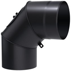 Skorstensrör/rökrör D160mm- böj 90° med sotlucka används för anslutning av en vedeldad kamin/eldstad och en befintlig skorsten.