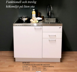 Trinettekök- Minikök BTK1021(ETN1054) har har 1 st diskho, kyl och modul häll med touch