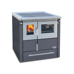 Vedspis Clasic SG-80 är en modern, användarvänlig och snygg vedspis med en stor ugn som kan användas för uppvärmning