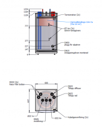 Fyrkantig isolerad 200L ackumulatortank MU-TIDA med varmvattenslinga